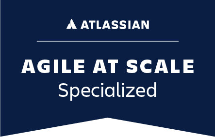 Atlassian-Badget: Agile at Scale specialized - Atlassian Auszeichnung