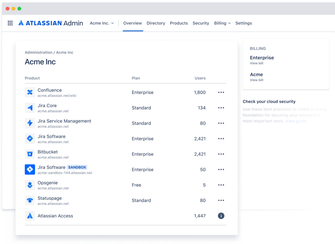 Mit dem Admin-Hub von Atlassian Enterprise Cloud leistungsstarke Analysen & Benutzermanagement nutzen.
