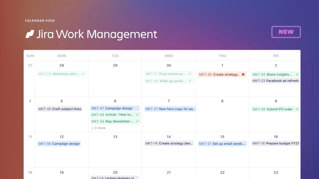 Kalenderansicht Atlassian Jira Work Management