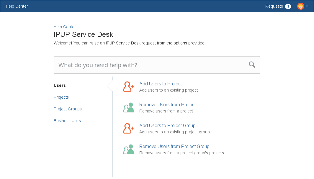 Integrated Project and User Portal (IPUP) Service Desk